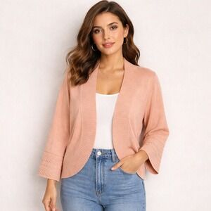 April Cornell Sweater Womens Size XS Orange Lambswool Bell Sleeve Snap Front